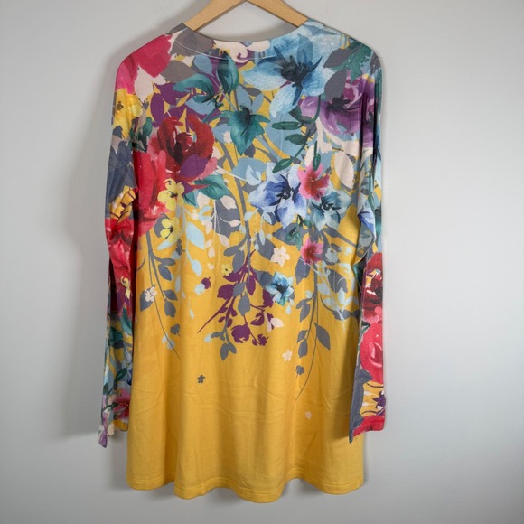 Soft Surroundings Delphine Floral Print V-Neck Lightweight Tunic‎ Sweater Large - Picture 5 of 5